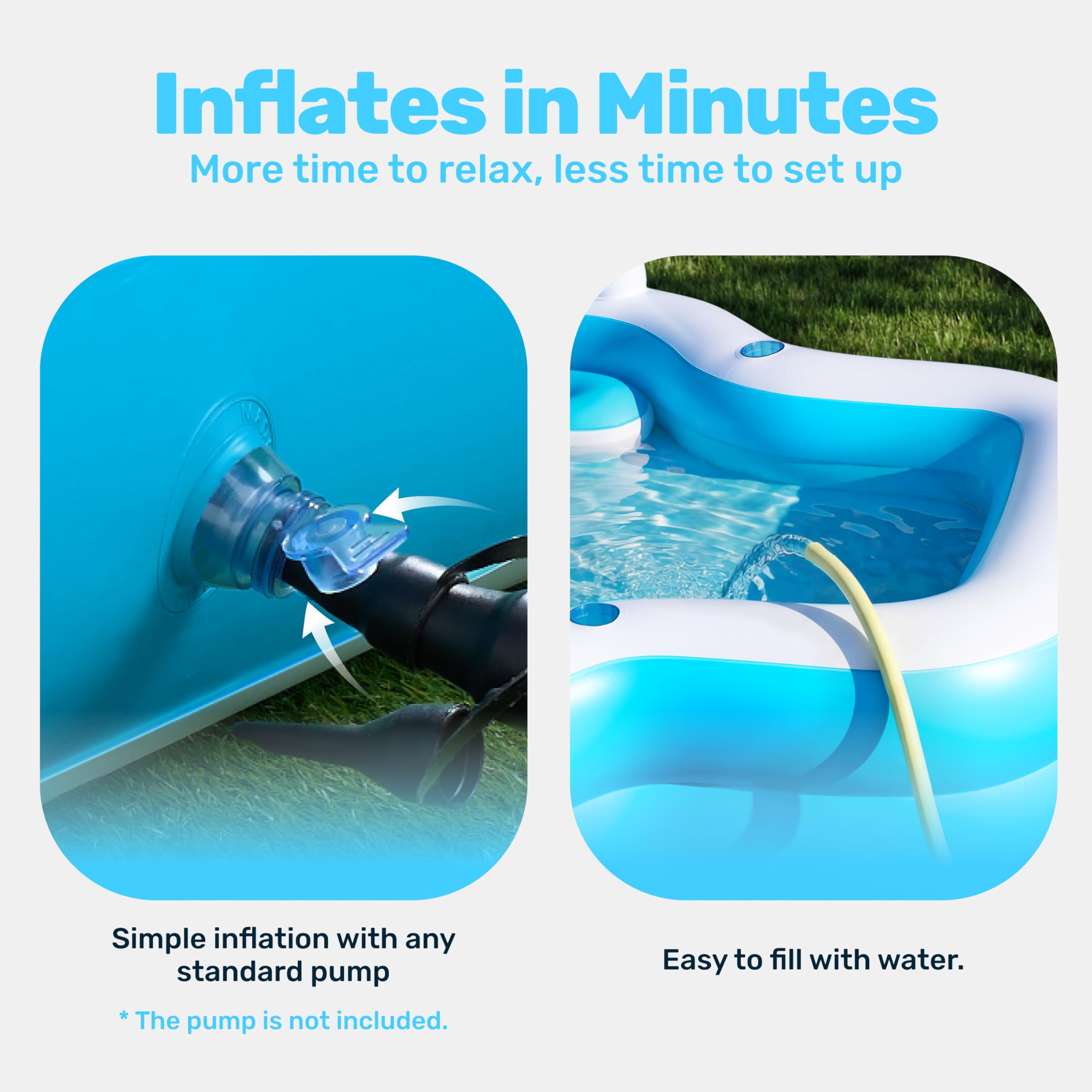 Inflatable Swimming Pool with Seats, 120" x 101" x 26"