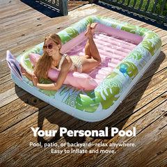 SLOOSH Inflatable Tanning Pool Lounger Float, 85" x 57" Cyan Pink XL