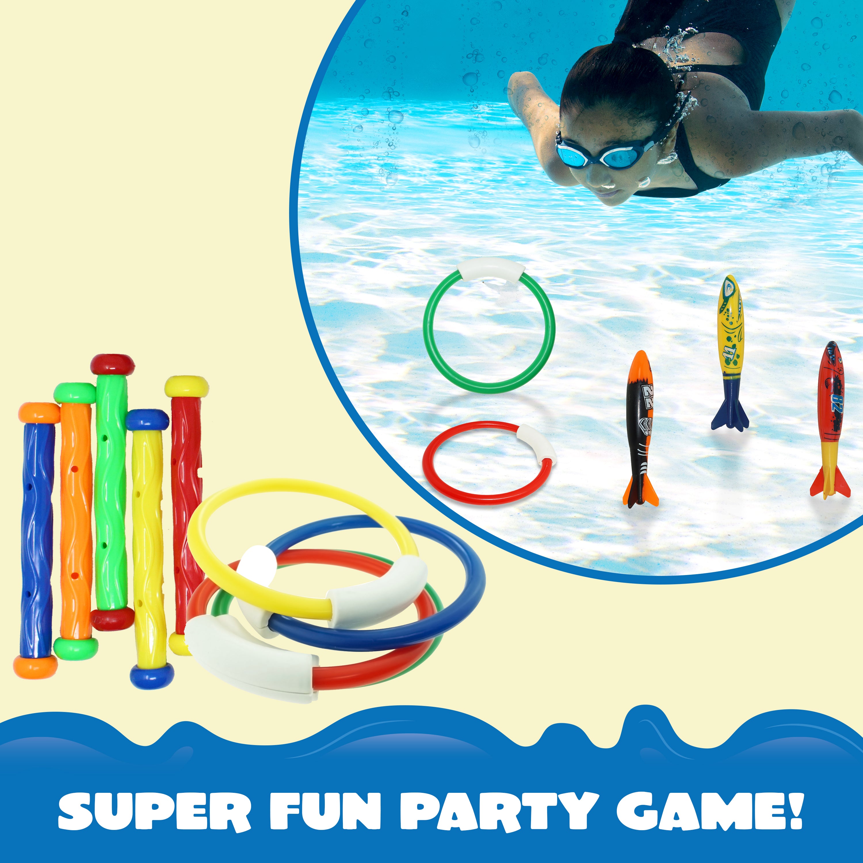 18pcs Underwater Pool Toys Rings