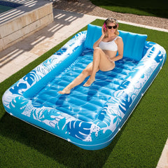 SLOOSH Inflatable Tanning Pool Lounger Float for Adults, Blue-XL