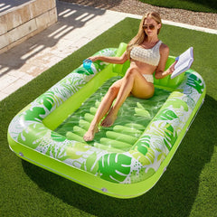 SLOOSH Inflatable Tanning Pool Lounger Float for Adults, Green L