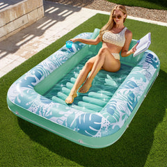 SLOOSH Inflatable Tanning Pool Lounger Float for Adults, Cyan White L