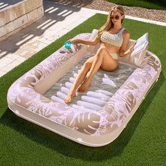 SLOOSH Inflatable Tanning Pool Lounger Float for Adults, Oatmeal White L