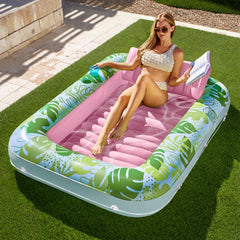 SLOOSH Inflatable Tanning Pool Lounger Float for Adults, Cyan Pink L