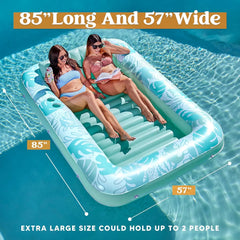 SLOOSH Inflatable Tanning Pool Lounger Float for Adults, Cyan White XL