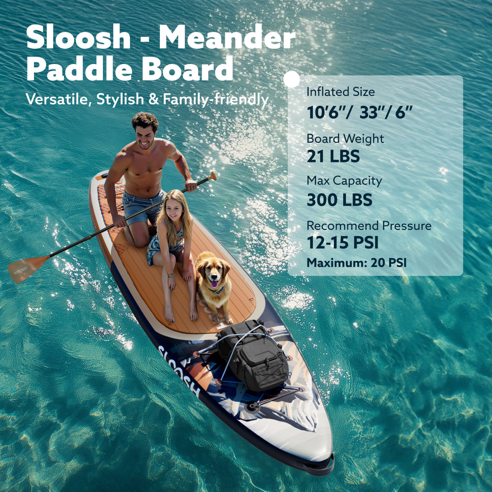 SLOOSH 10'6" Inflatable Stand Up Paddle Board (SUP) - Complete Kit With Pump, Bag, Paddle & Accessories