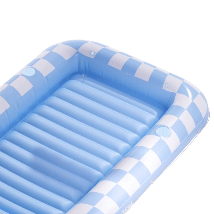 SLOOSH Inflatable Tanning Pool Lounger Float, Blue Checker, 70