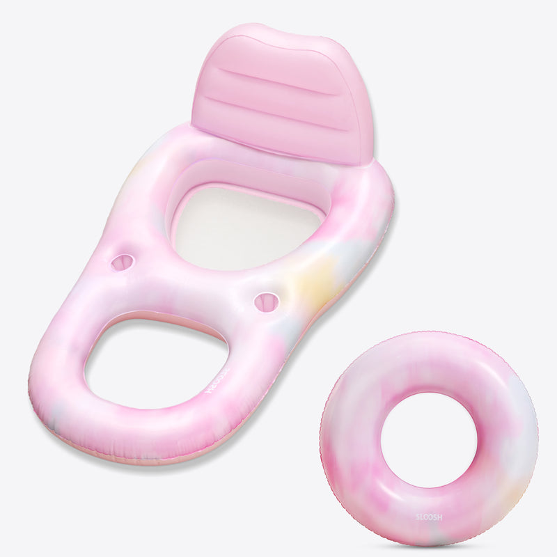 SLOOSH Pink Tie-dye Lounger with Ring Best Value Bundle