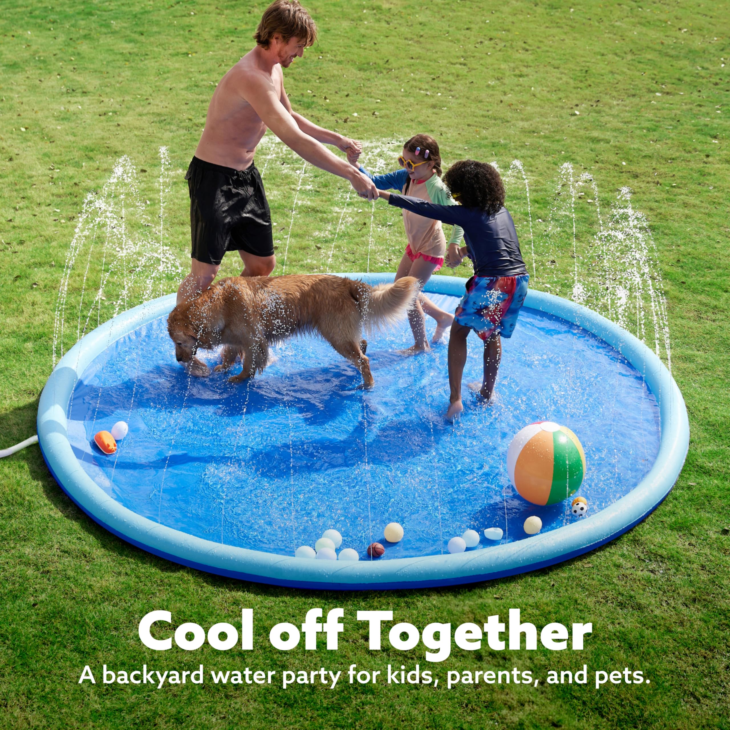 SLOOSH Non-Slip Splash Pad Sprinkler, 10ft, Blue