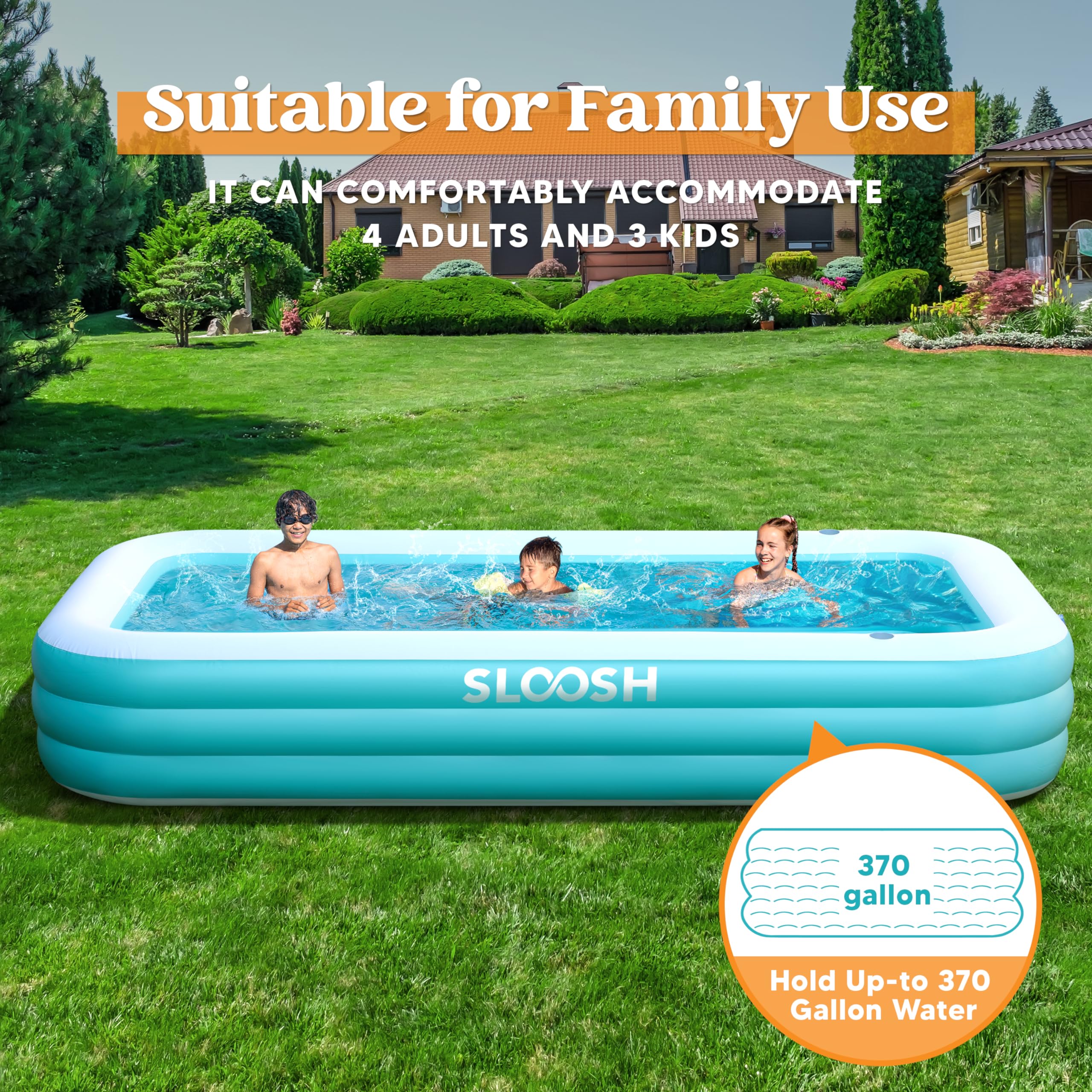 Inflatable Swimming Pool with Seats 120" x 72" x 22"
