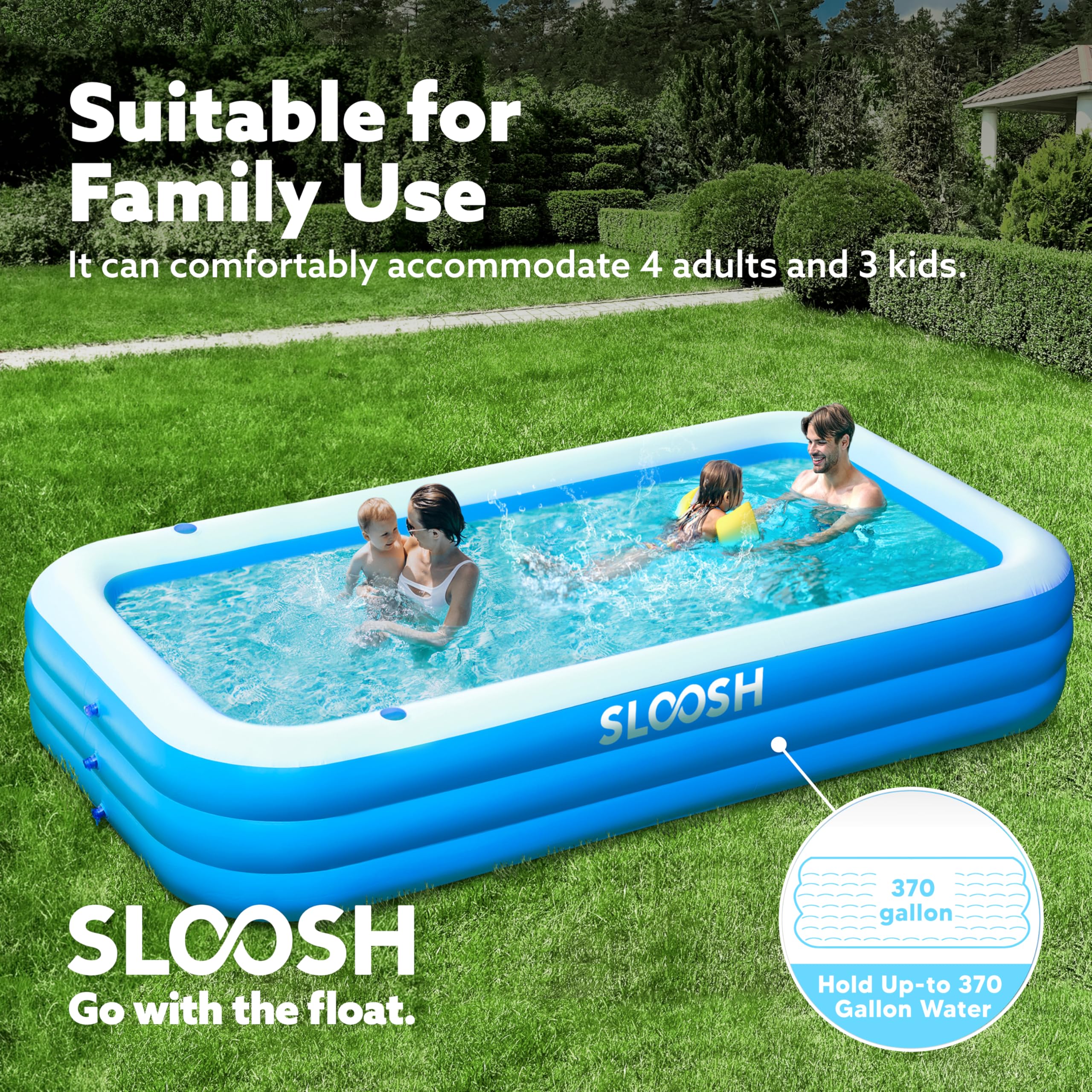Inflatable Swimming Pool with Seats 120" x 72" x 22"