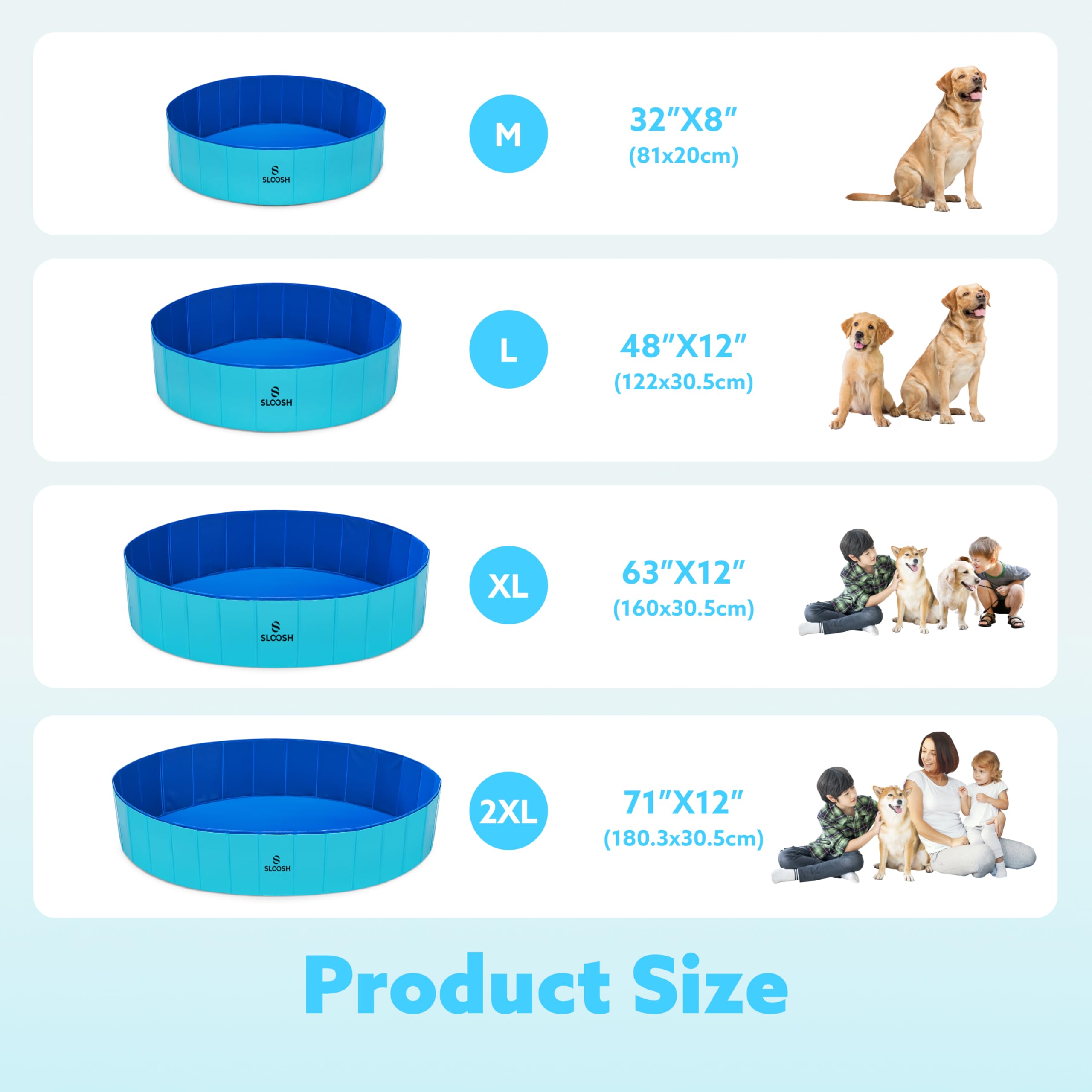 Foldable Dog Kiddie Pool - Portable Hard Plastic Doggie Swimming Pool