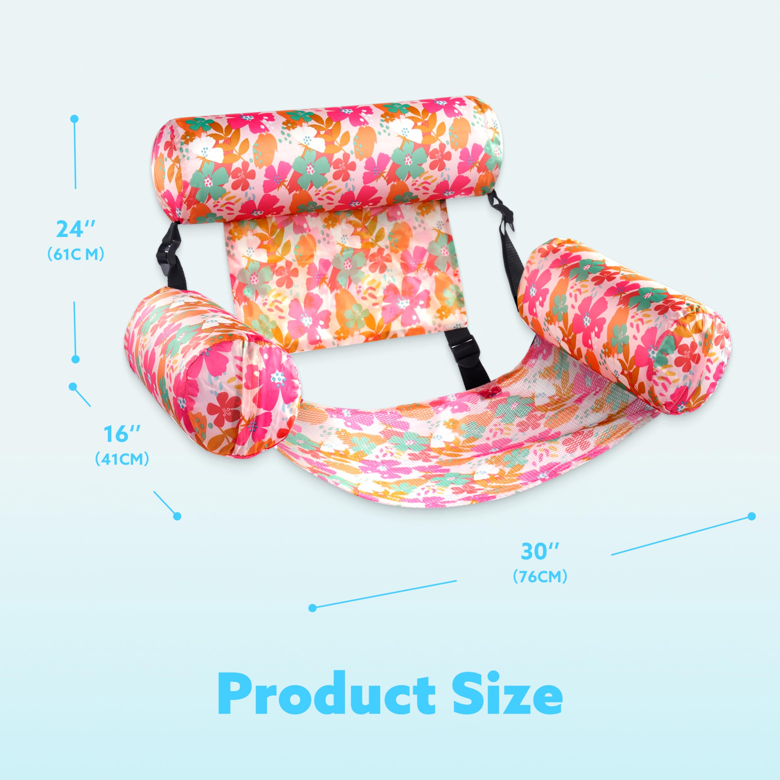 Inflatable Pool Floats Adult - 2 Packs Floating Lounge Chairs, Tropical Flowers