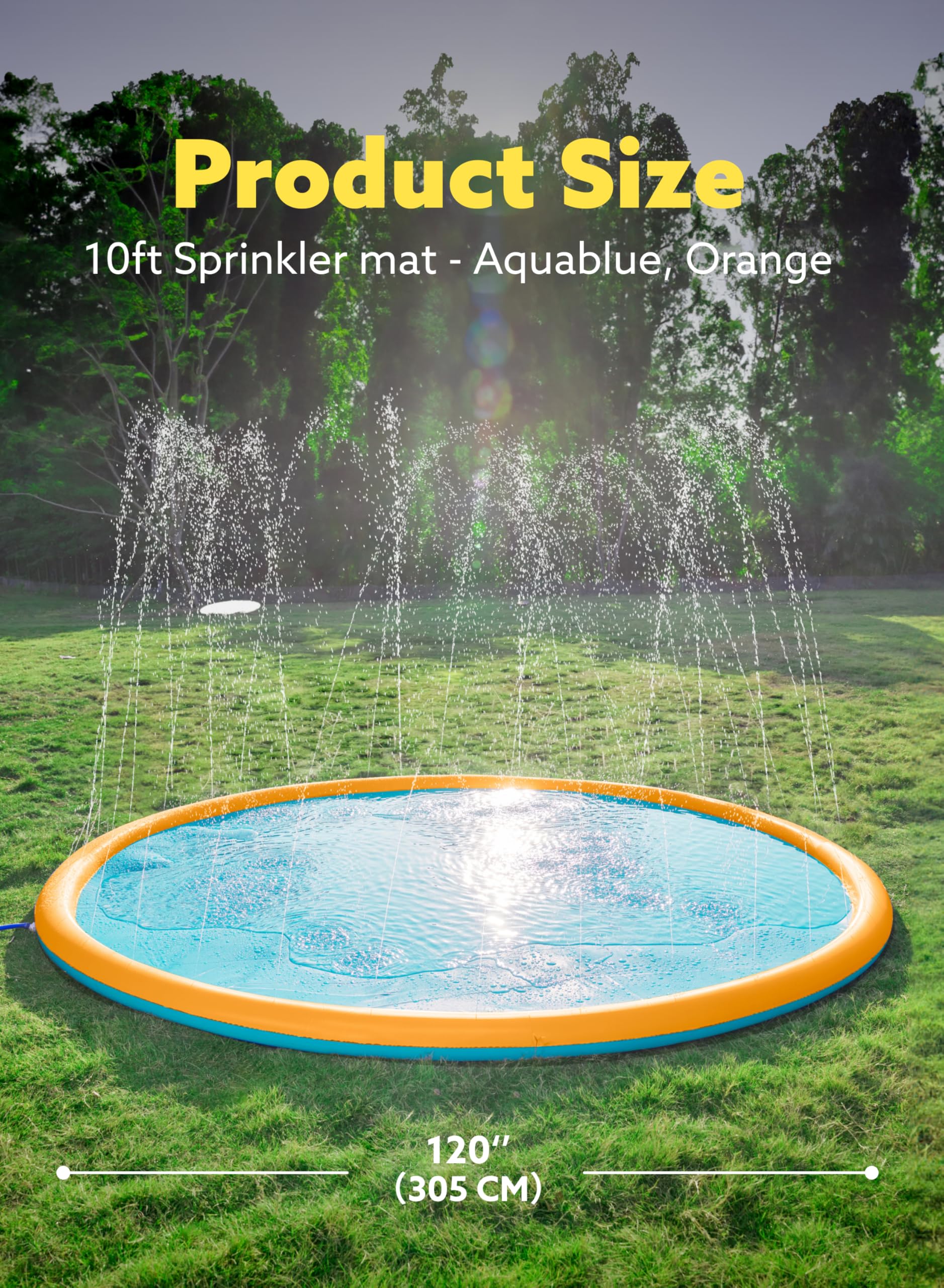 SLOOSH Non-Slip Splash Pad Sprinkler, 10ft, Orange&Blue