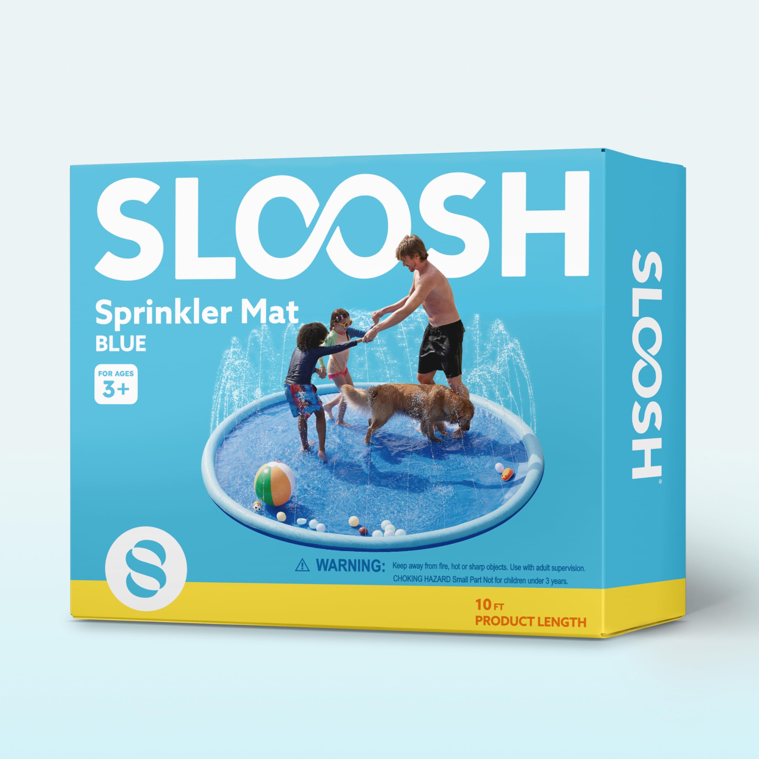 SLOOSH Non-Slip Splash Pad Sprinkler, 10ft, Blue
