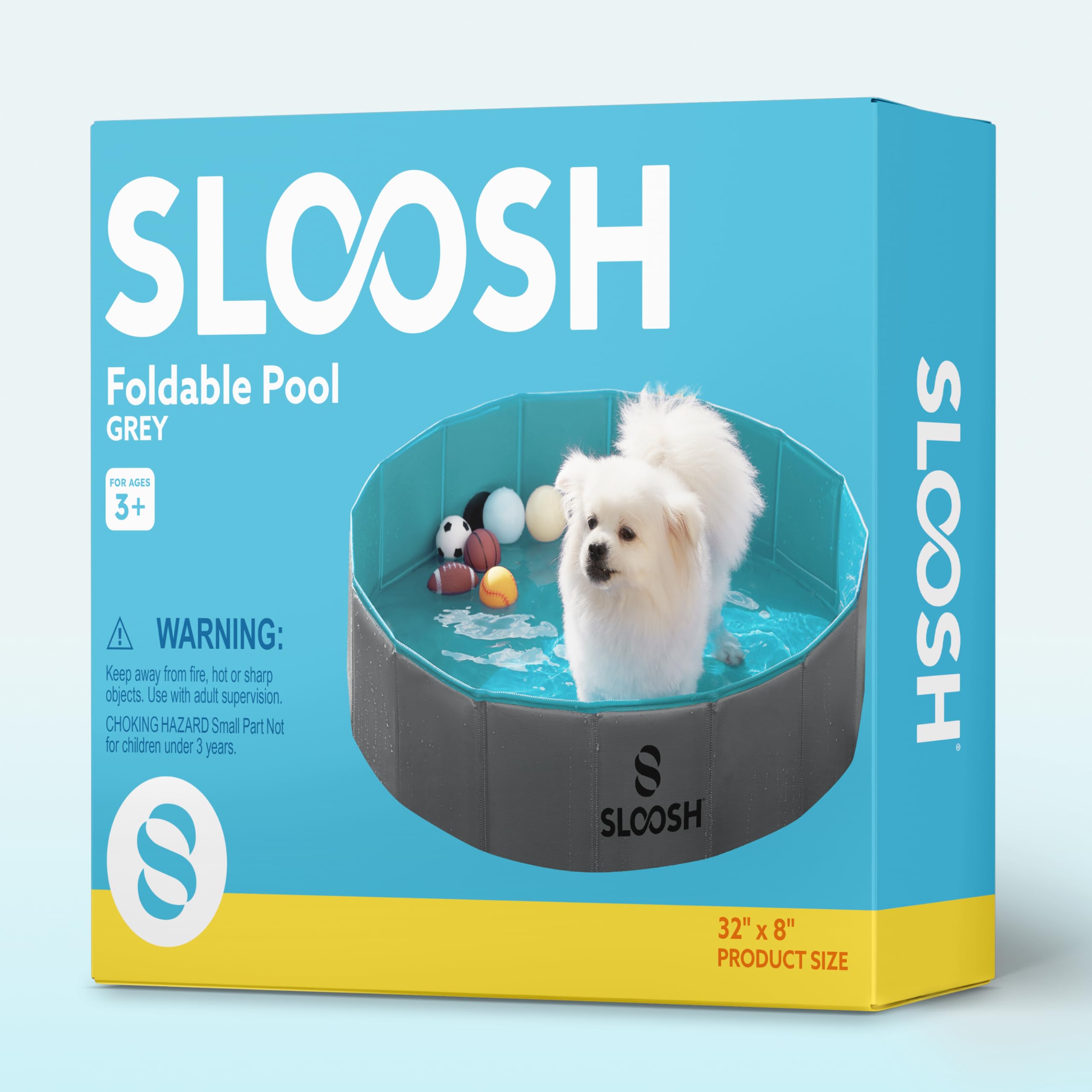 Foldable Dog Kiddie Pool - Portable Hard Plastic Doggie Swimming Pool