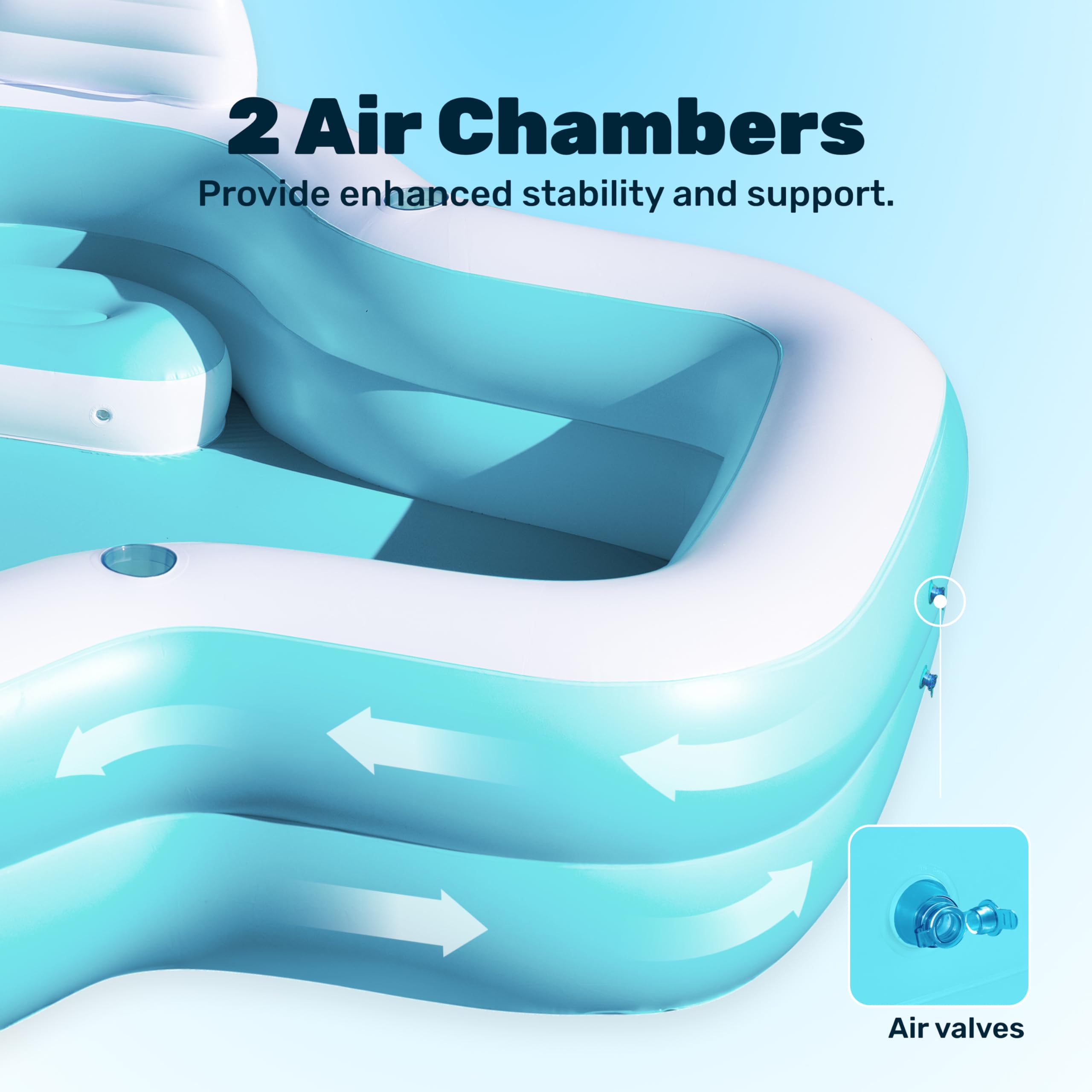 Inflatable Swimming Pool with Seats, 120" x 101" x 26"