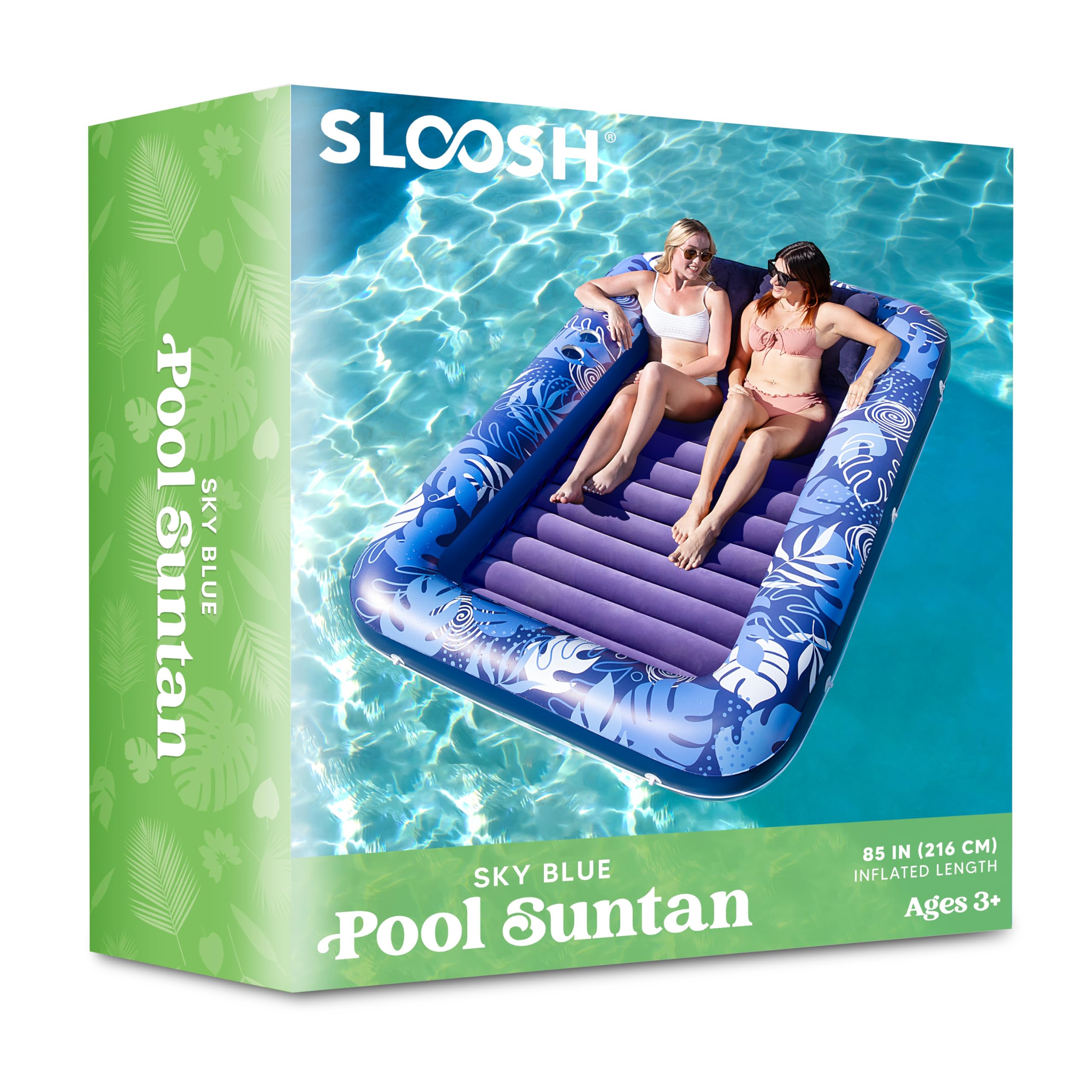 SLOOSH Inflatable Tanning Pool Lounger Float for Adults, 85""x57" Dark Blue-XL