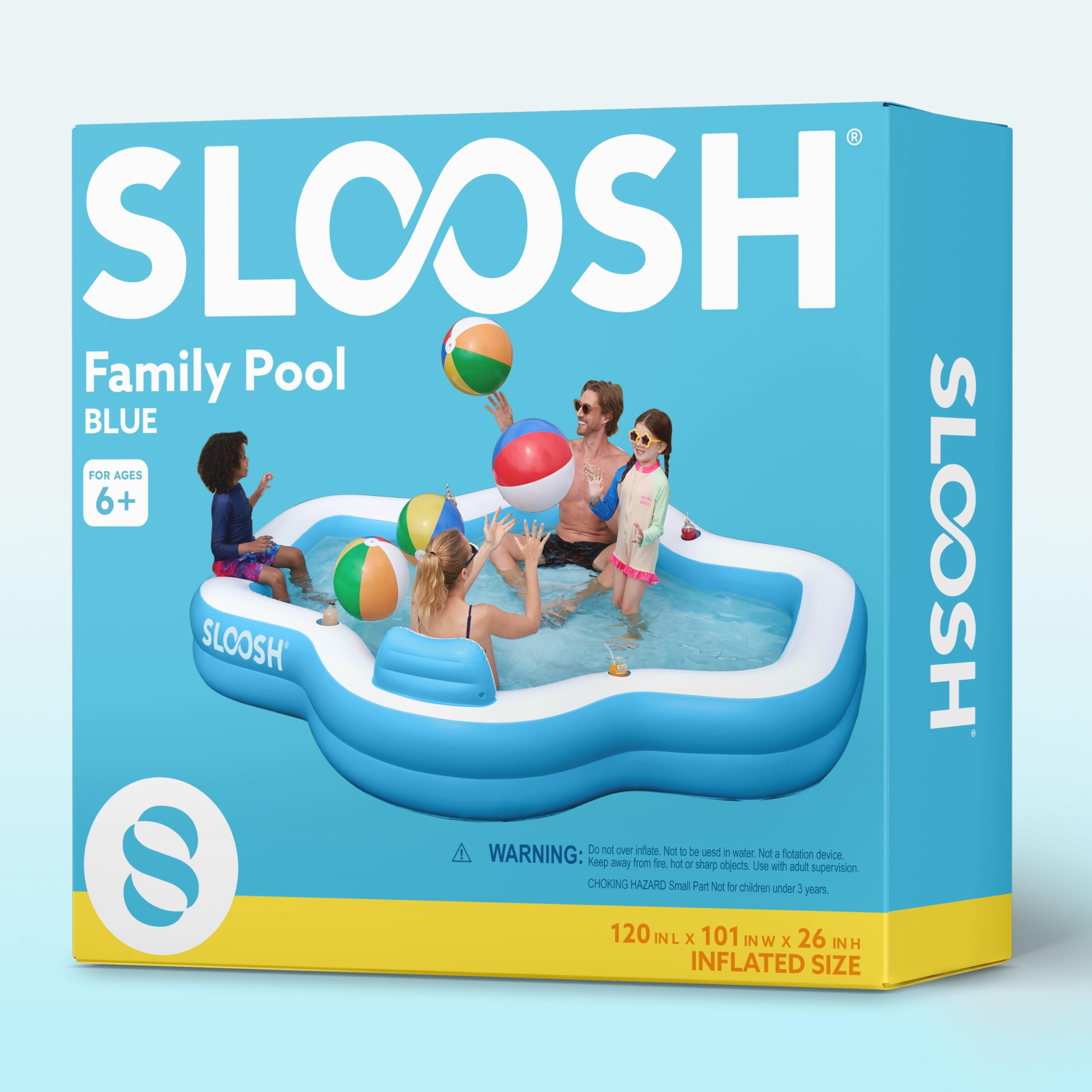 Inflatable Swimming Pool with Seats, 120" x 101" x 26"