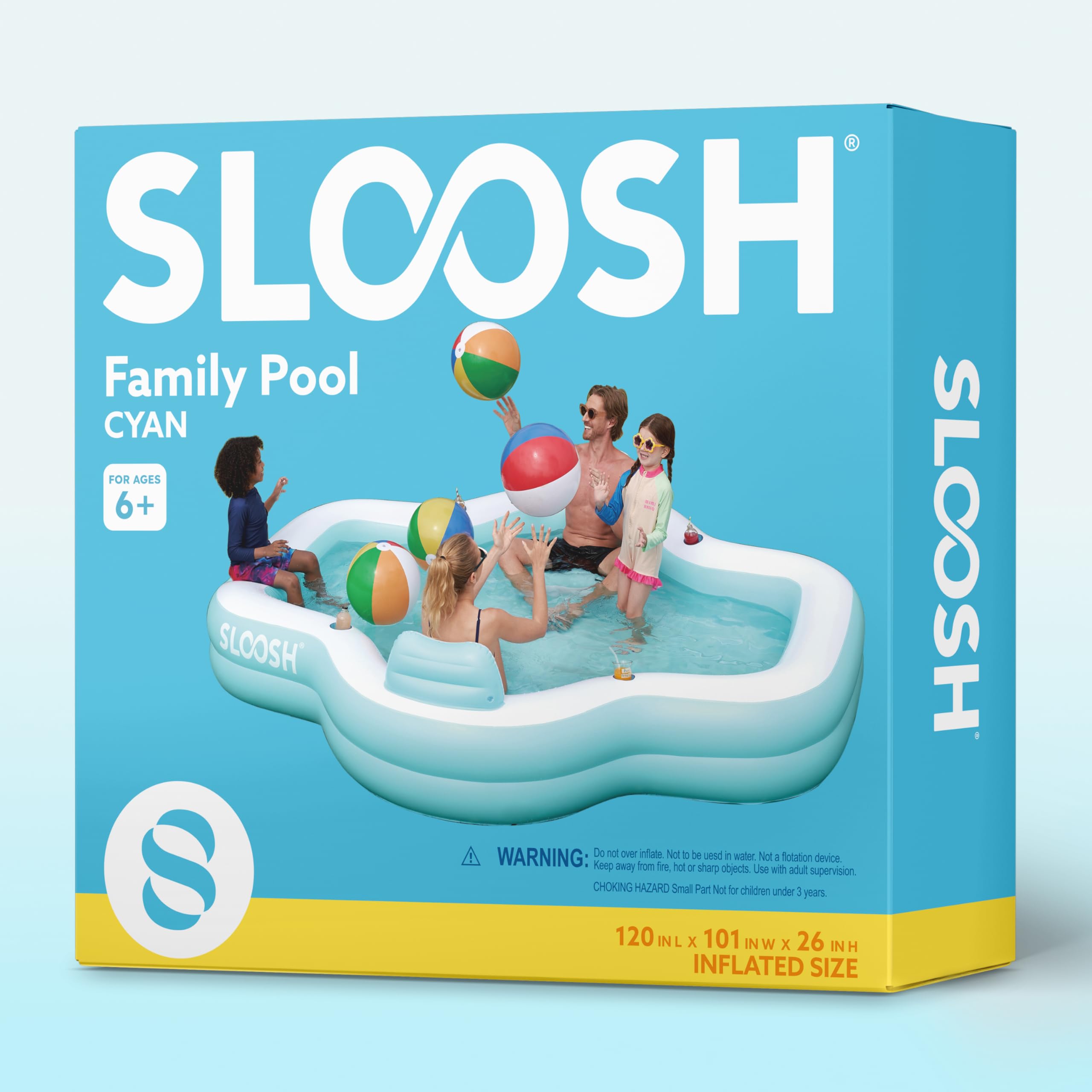 Inflatable Swimming Pool with Seats, 120" x 101" x 26"