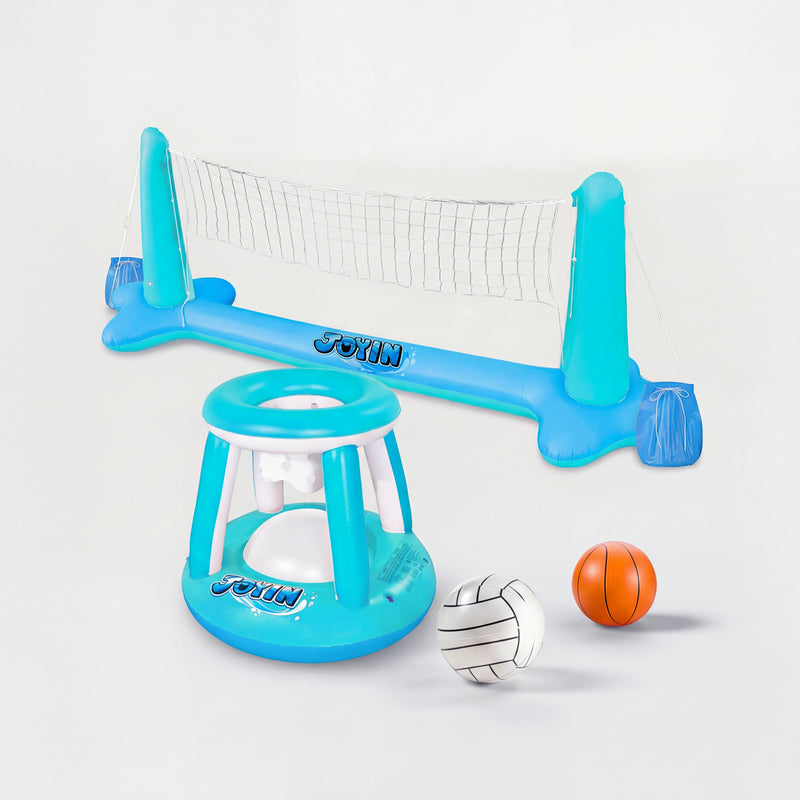 SLOOSH-Inflatable Basketball & Volleyball Pool Game Float Set