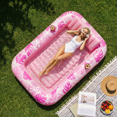SLOOSH Inflatable Tanning Pool Lounger Float, Pink-XL, 85" x 57"