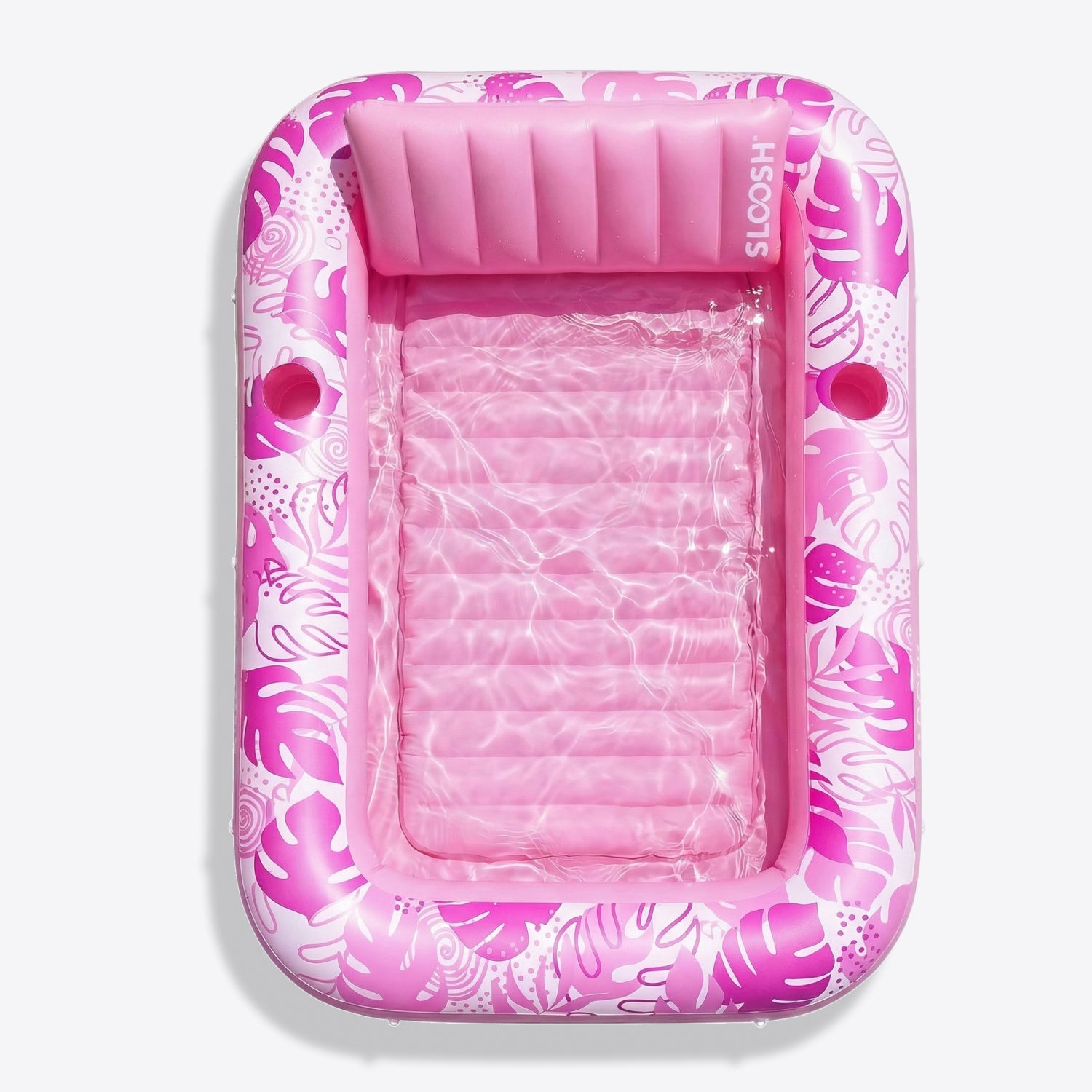 SLOOSH Inflatable Tanning Pool Lounger Float, Pink-L, 70" x 46"