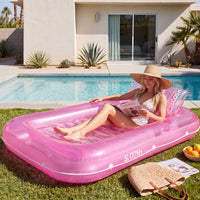 SLOOSH Transparent Inflatable Tanning Pool Lounger Float,  70