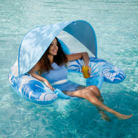 SLOOSH Inflatable Pool Floats Chair with Canopy Blue