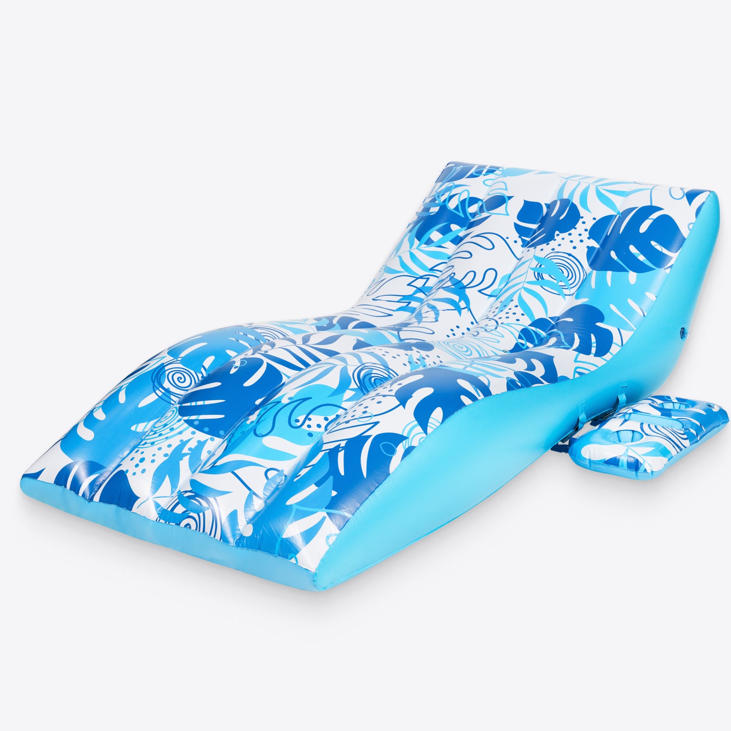 SLOOSH Inflatable Pool Lounge Chair with Cup Holder, Blue, 69" x 37.5"