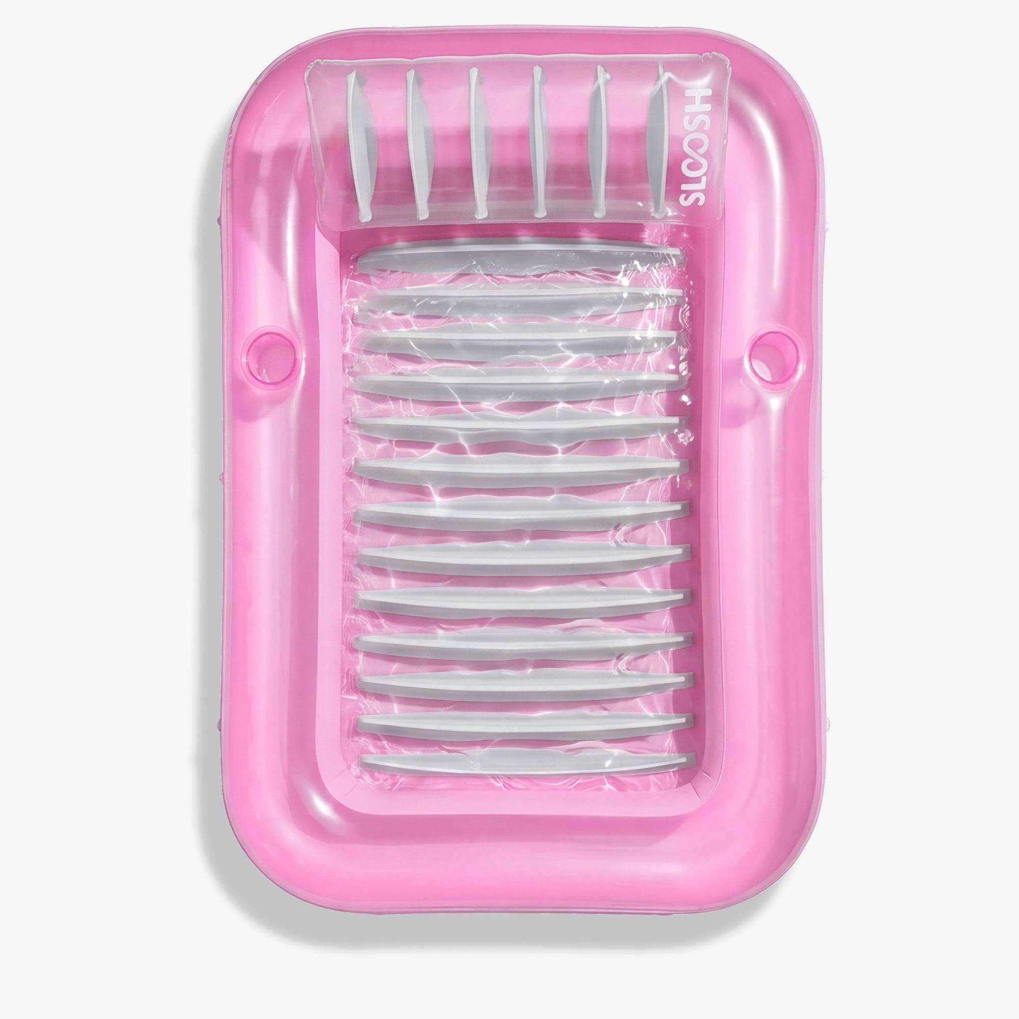 SLOOSH Inflatable Tanning Pool Lounger Float, 85" x 57", White Pink-XL