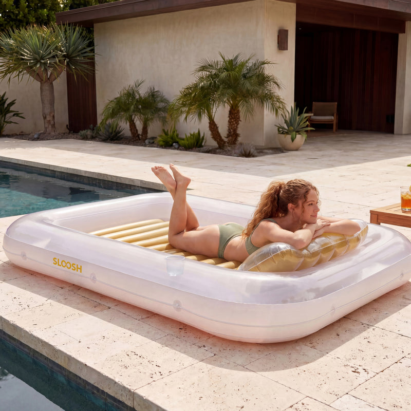 SLOOSH Transparent Inflatable Tanning Pool Lounger Float, 85
