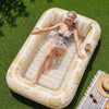 SLOOSH Inflatable Tanning Pool Lounger Float, Gold White  L, 70