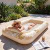 SLOOSH Inflatable Tanning Pool Lounger Float, Gold White  L, 70