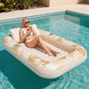SLOOSH Inflatable Tanning Pool Lounger Float, Gold White  L, 70