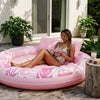SLOOSH Inflatable Pool Float Lounge Round Suntan Tub Floatie, Champagne, 72