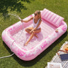 SLOOSH Inflatable Tanning Pool Lounger Float, Cyan Pink XL, 85