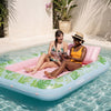 SLOOSH Inflatable Tanning Pool Lounger Float, Cyan Pink XL, 85