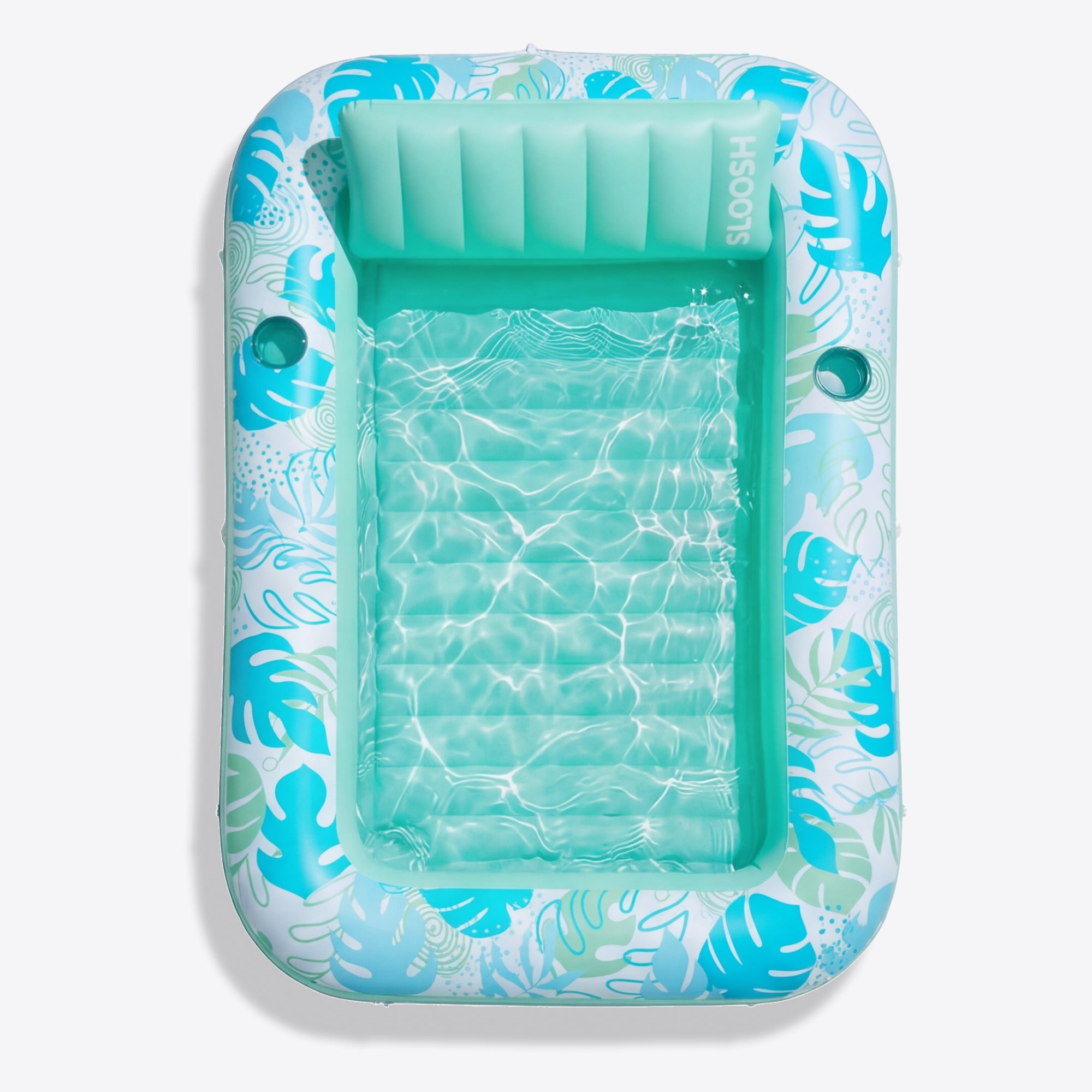 SLOOSH Inflatable Tanning Pool Lounger Float – XL 85"x57" for 2 Adults-Cyan White