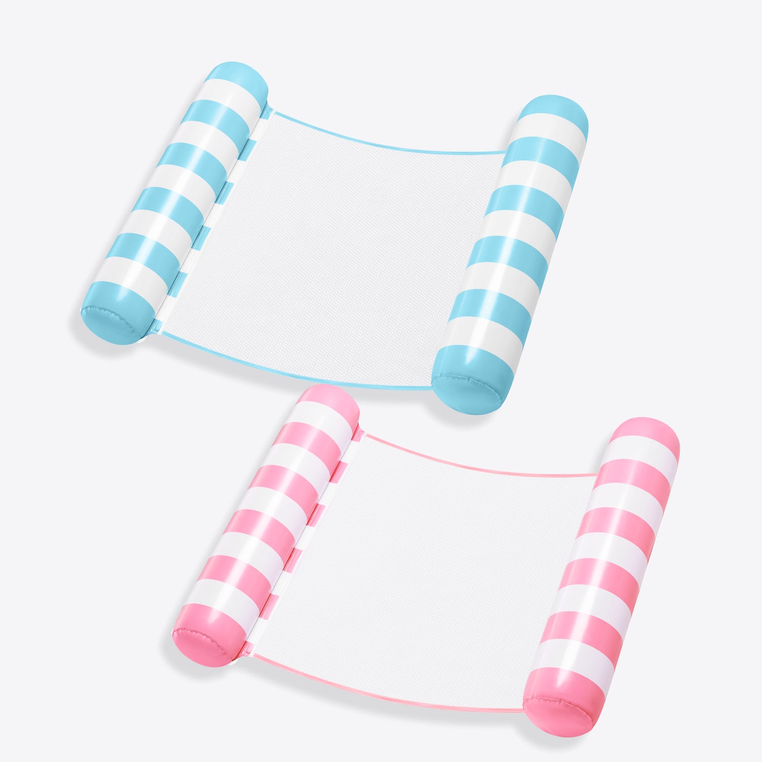 SLOOSH 2 Packs Inflatable Mesh Pool Hammock Lounger Aquablue & Pink 48" × 31.5"