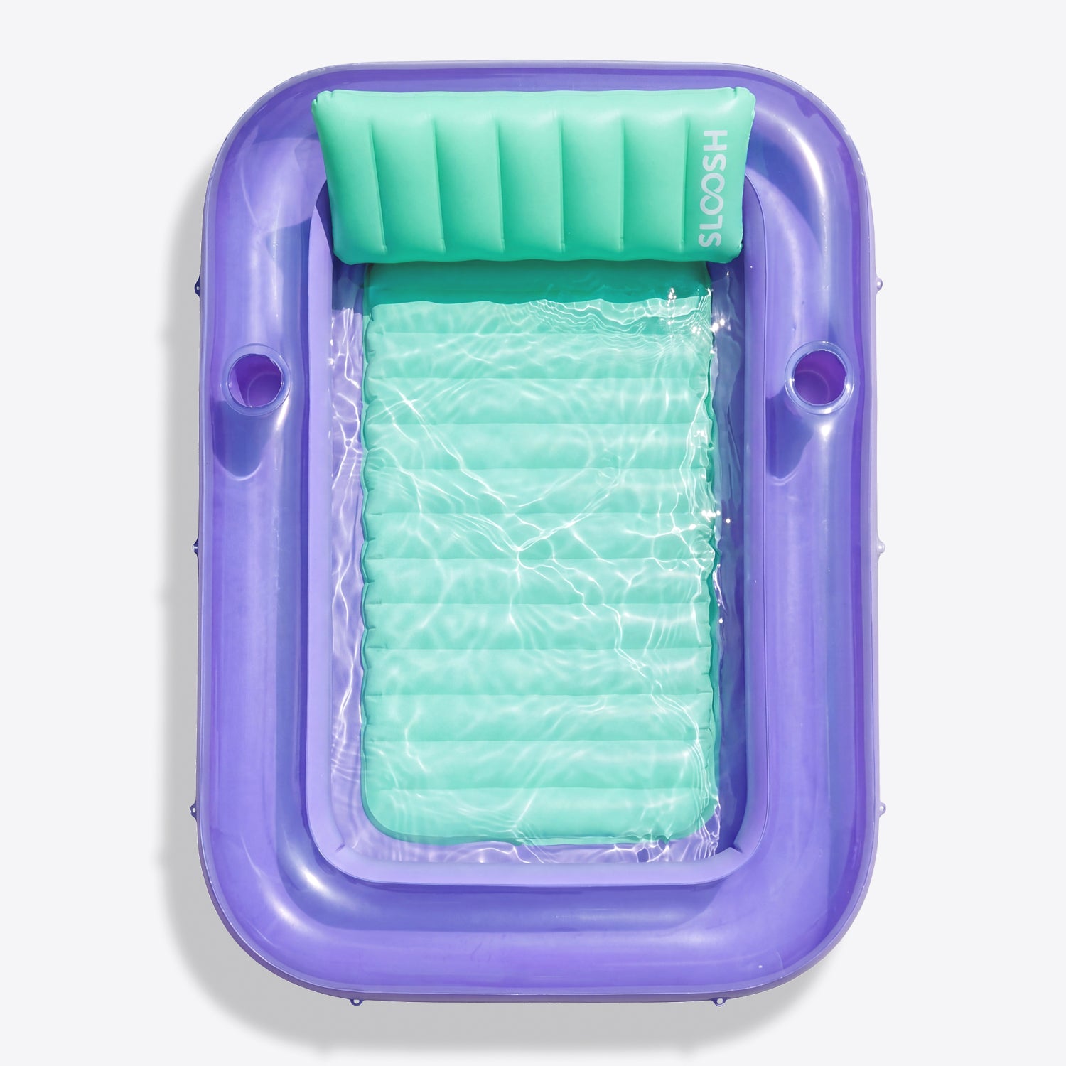 SLOOSH Inflatable Tanning Pool Lounger Float,  70" x 46", Purple Green-L