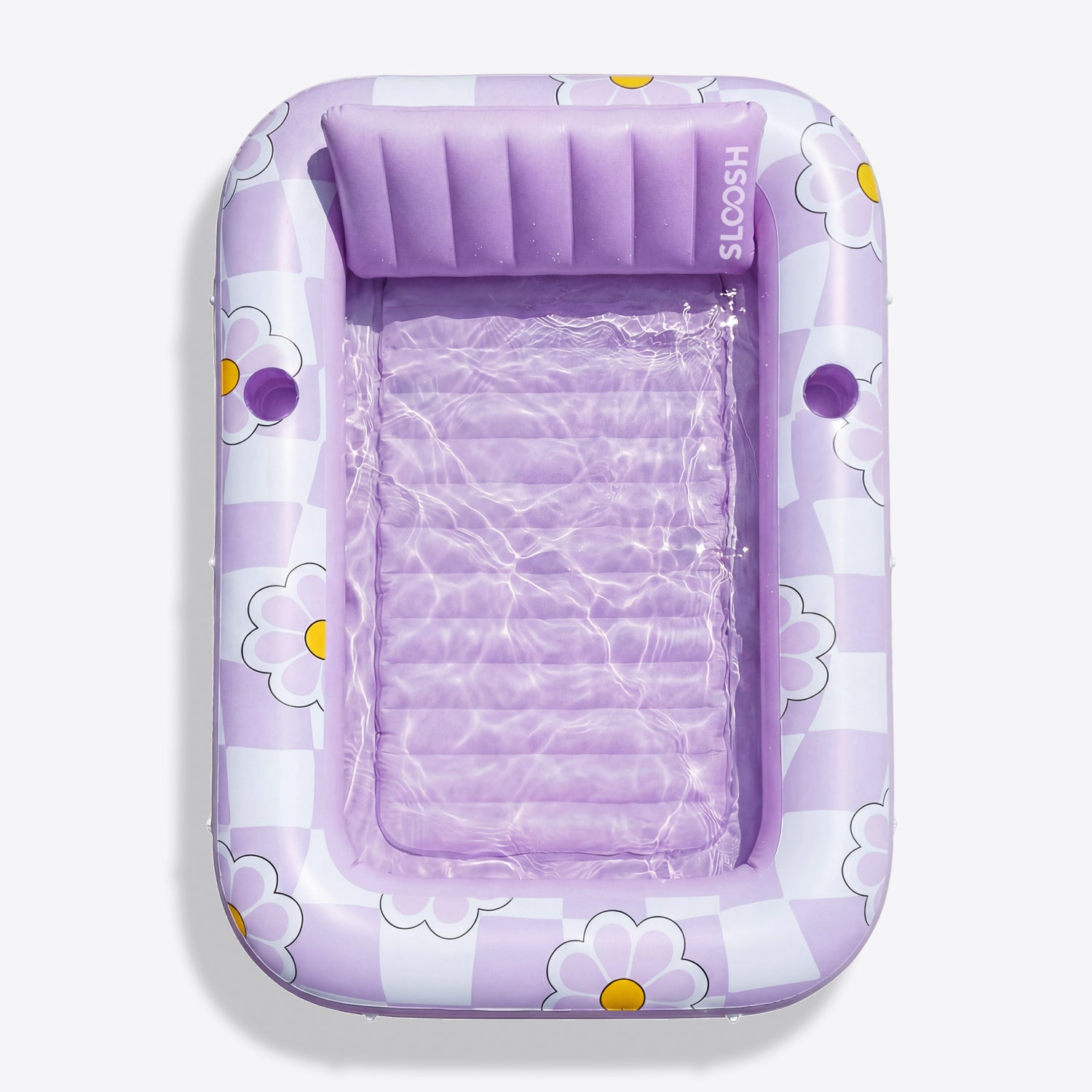 SLOOSH Inflatable Tanning Pool Lounger Float, Purple Chase Flower Bloom State, 70" x 46"