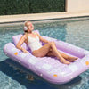 SLOOSH Inflatable Tanning Pool Lounger Float, Purple Chase Flower Bloom State, 70