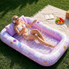 SLOOSH Inflatable Tanning Pool Lounger Float, Pink Tie-dye-Bliss State, 70