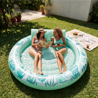 SLOOSH Inflatable Pool Float Lounge Round Suntan Tub Floatie, Cyan, 72