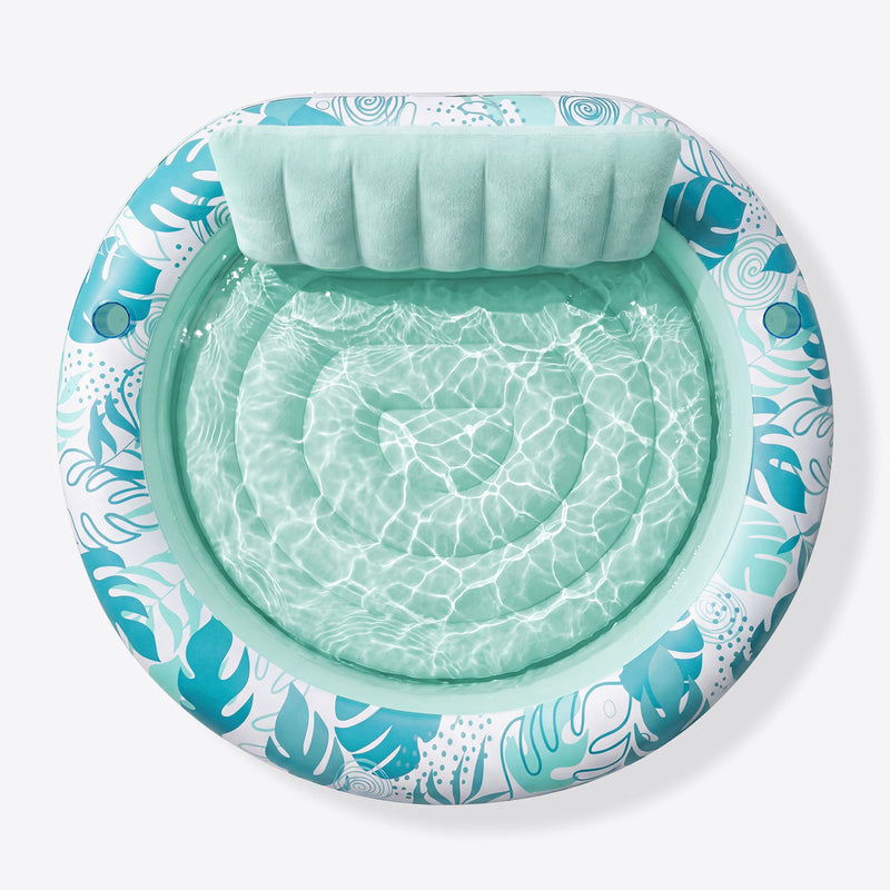 SLOOSH Inflatable Pool Float Lounge Round Suntan Tub Floatie, Cyan, 72