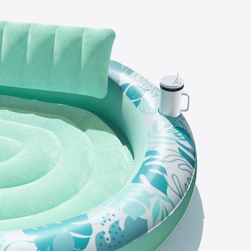SLOOSH Inflatable Pool Float Lounge Round Suntan Tub Floatie, Cyan, 72