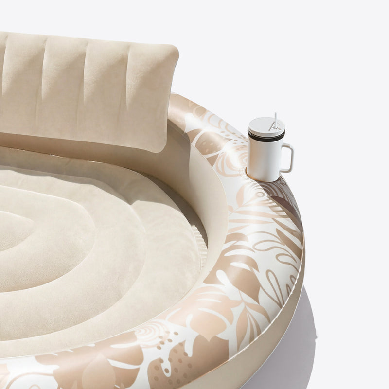 SLOOSH Inflatable Pool Float Lounge Round Suntan Tub Floatie, Champagne, 72
