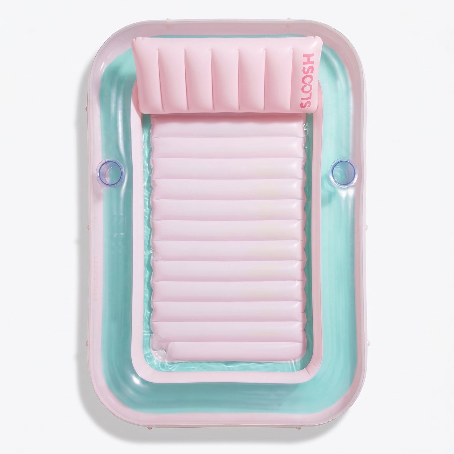SLOOSH Inflatable Tanning Pool Lounger Float,  70" x 46", Cyan Pink-L