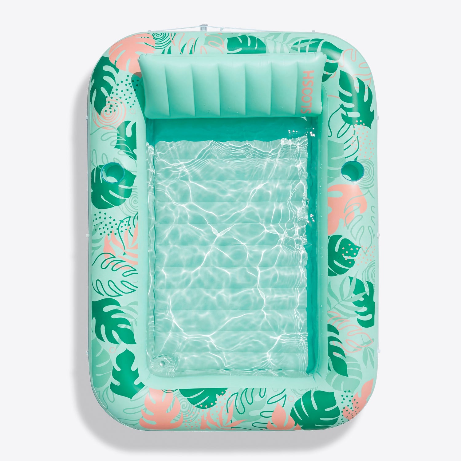 SLOOSH Inflatable Tanning Pool Lounger Float, Aqua Blue-L, 70" × 46"